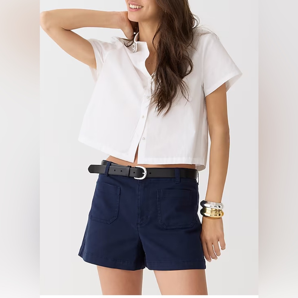 NWT! JCrew New patch-pocket chino short, Navy size 8